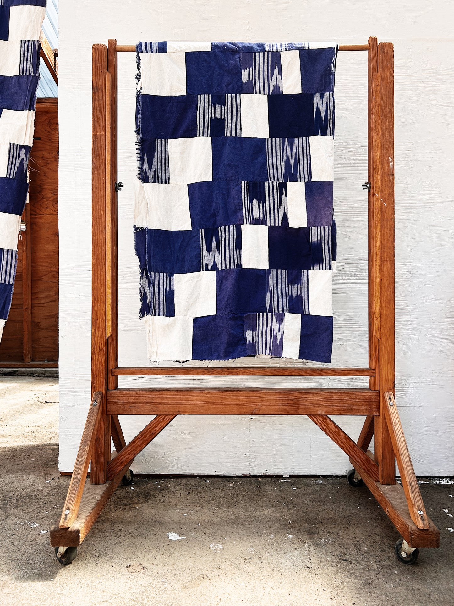 Handmade Vintage Ikat Patchwork Quilt Top