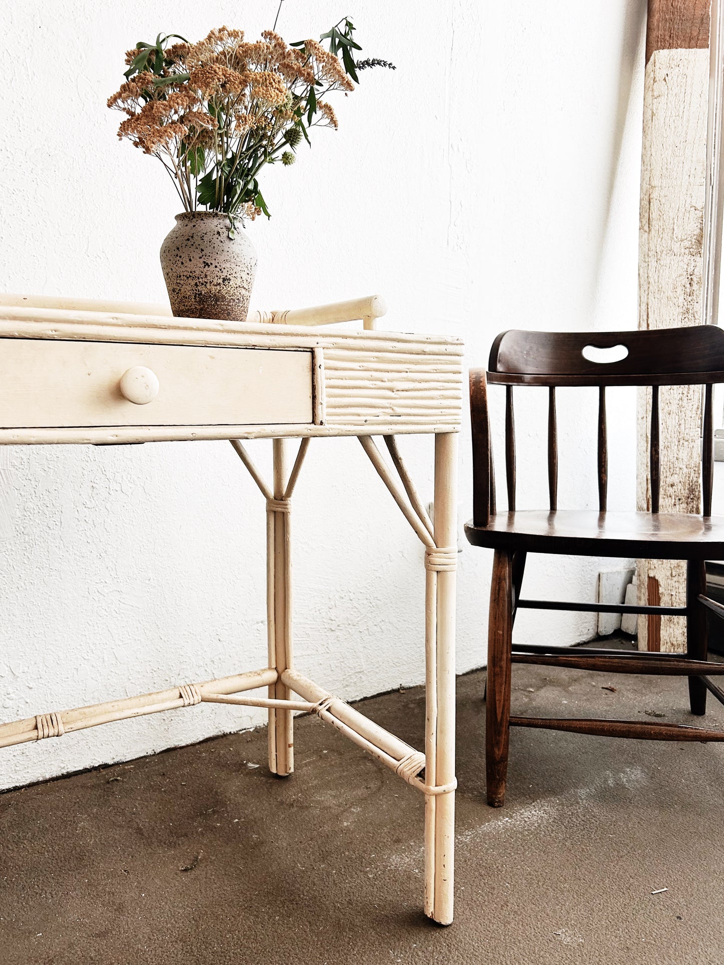 Antique Bamboo and Wood Painted Desk