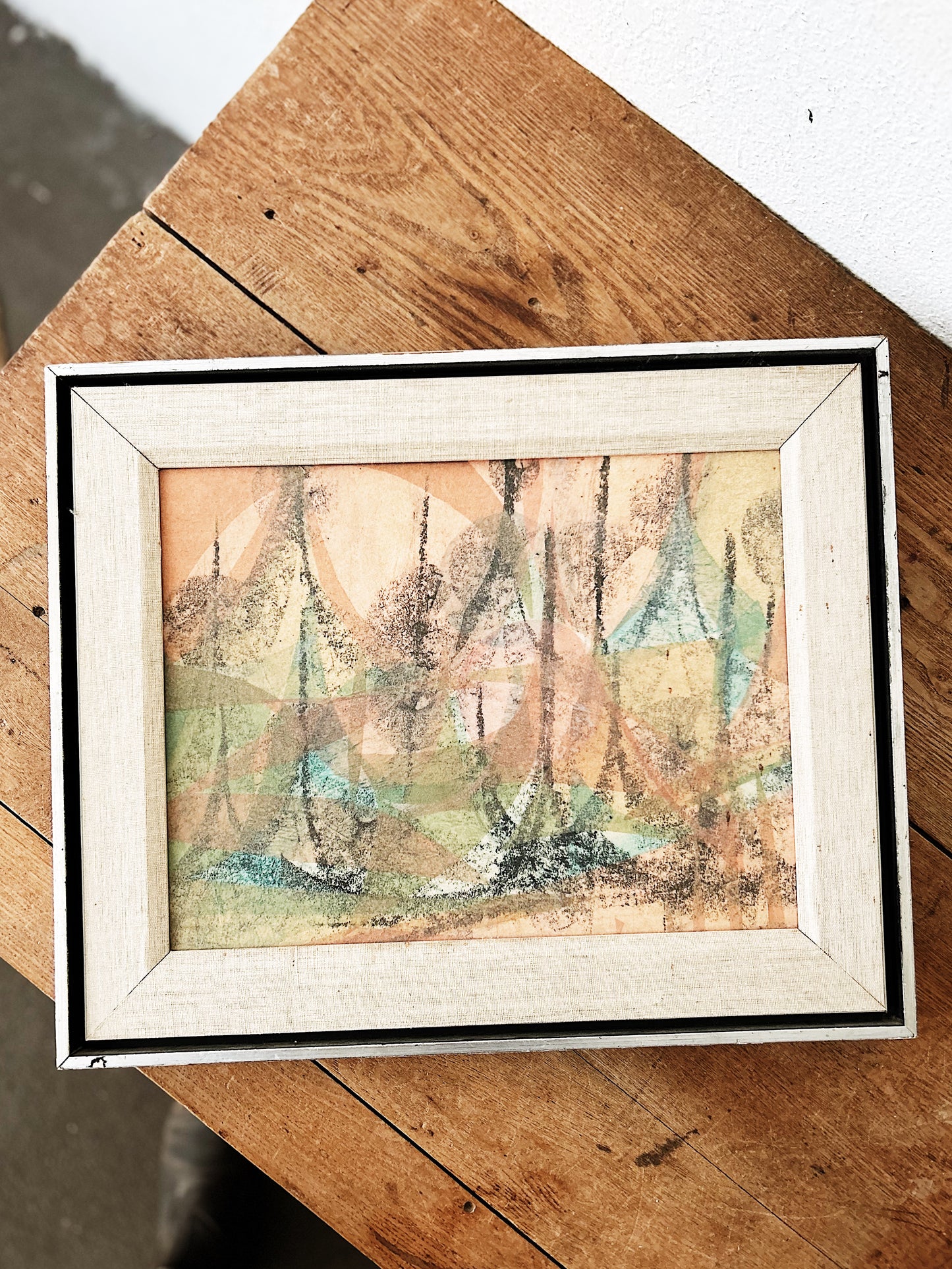 Vintage Abstract Encaustic Painting