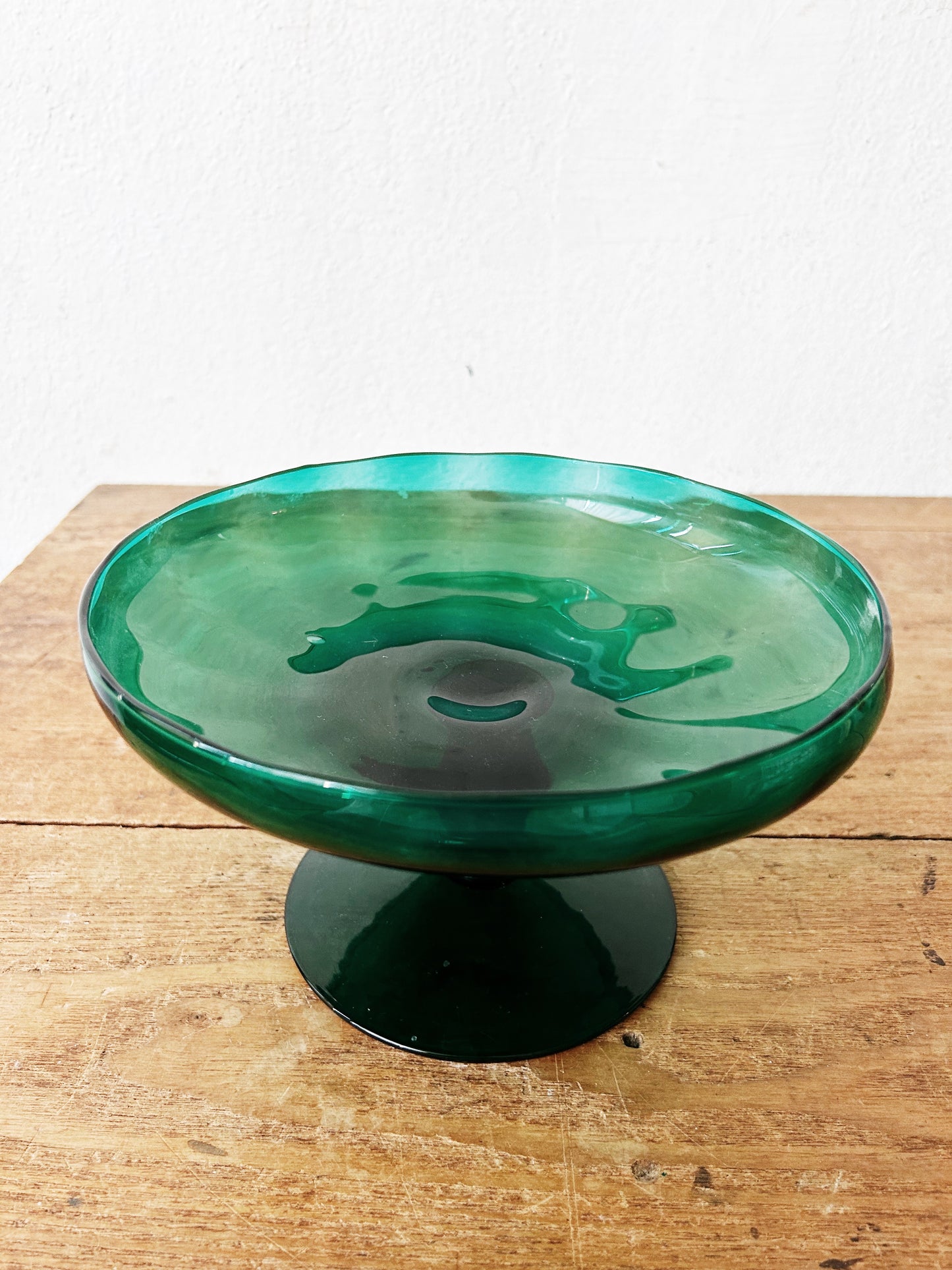 Vintage Blown Glass Pedestal Dish