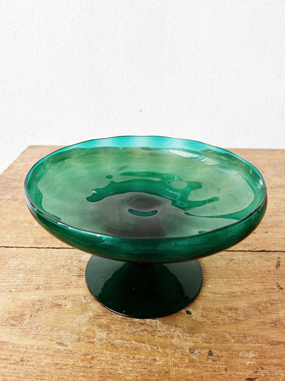 Vintage Blown Glass Pedestal Dish