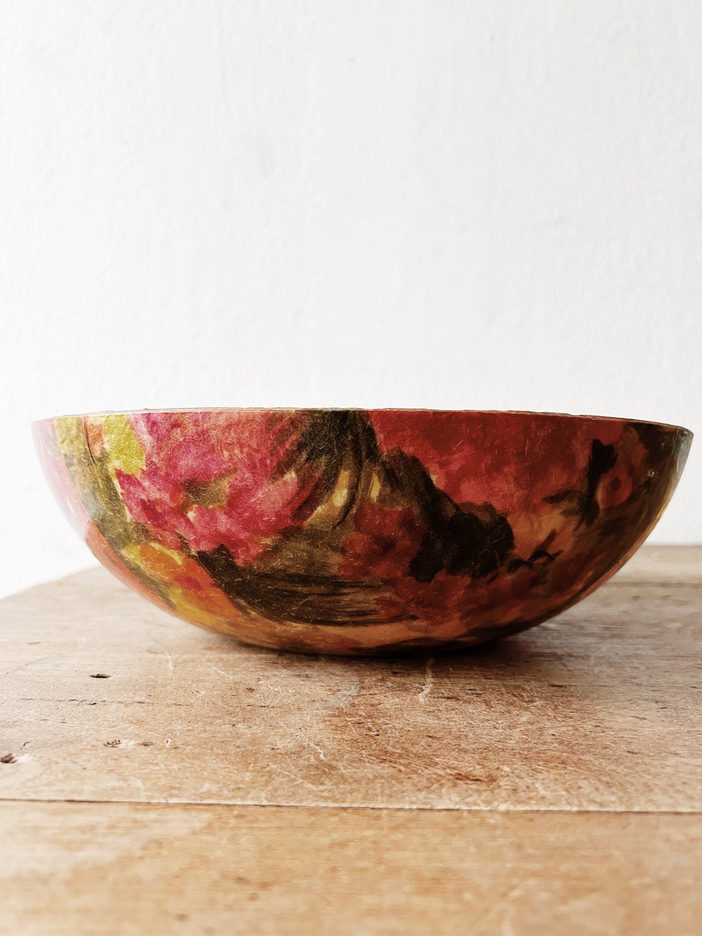 Mid Century Floral Fiberglass Serving Bowl