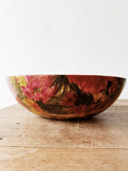 Mid Century Floral Fiberglass Serving Bowl