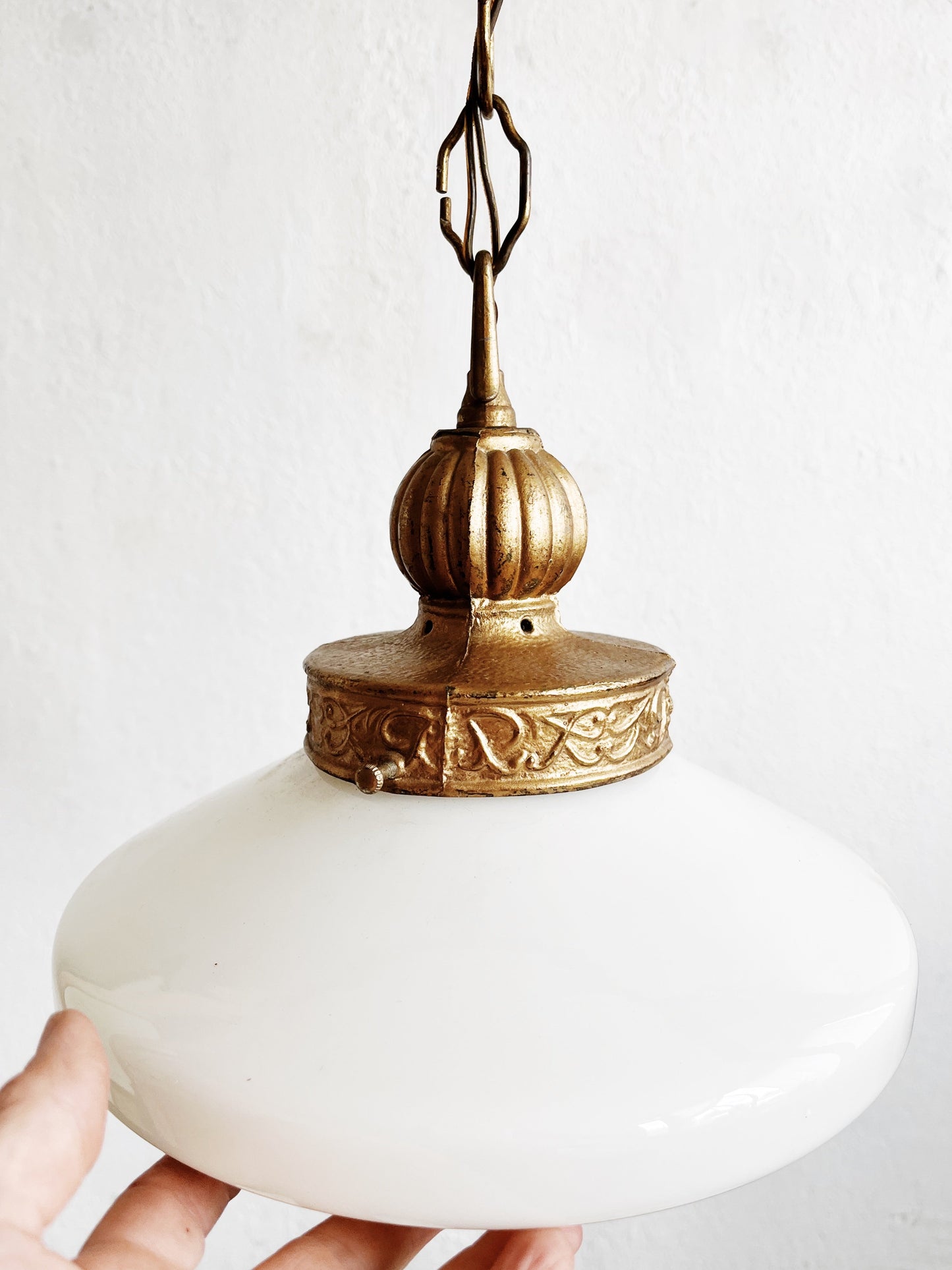 Antique Milk Glass Pendant Lamp