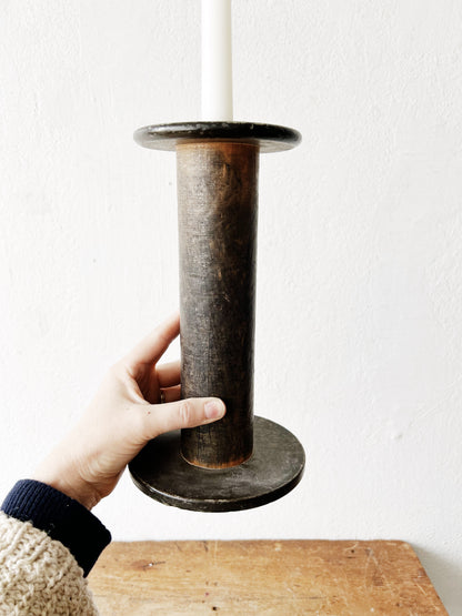 Antique Wooden Spool Candle Holder