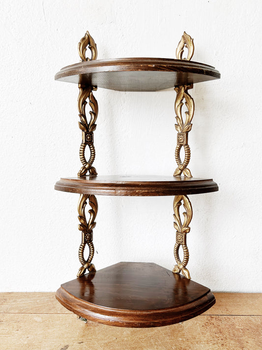 Vintage Wood Corner Shelf