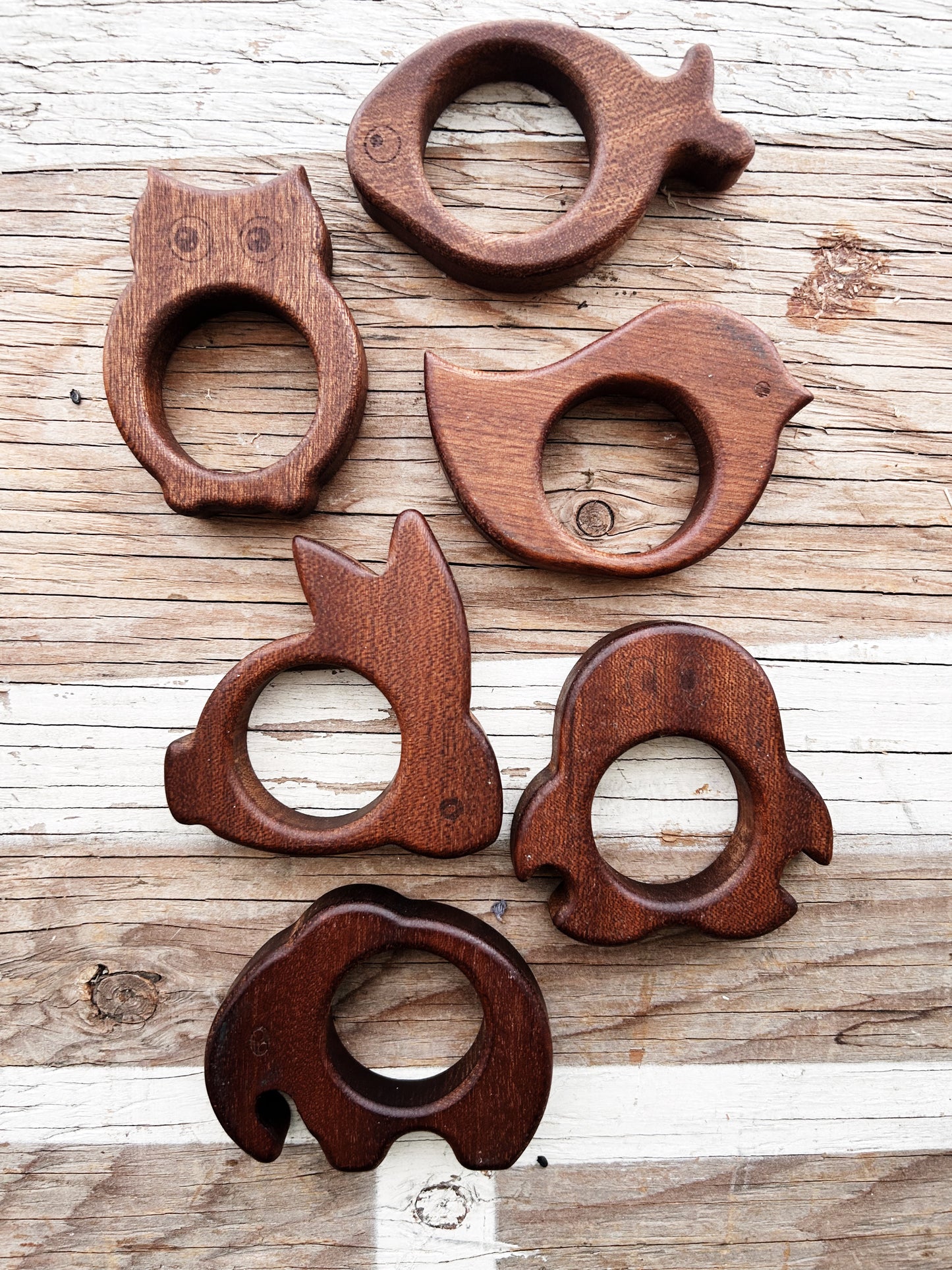 Wooden Animals Napkin Ring Set