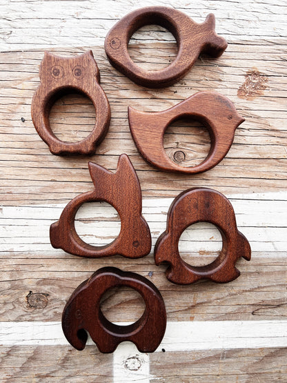 Wooden Animals Napkin Ring Set