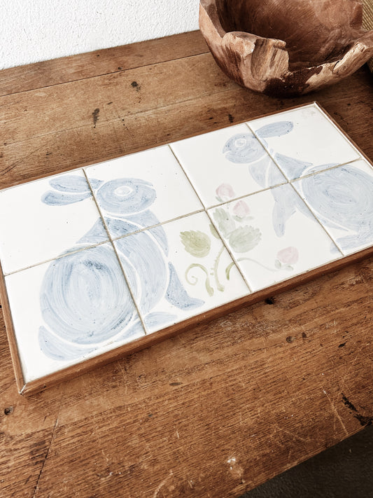 Vintage Hand Painted Double Tile Trivet