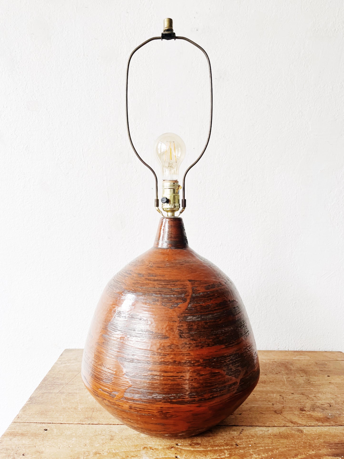 Large Vintage Ceramic Lamp with Shade