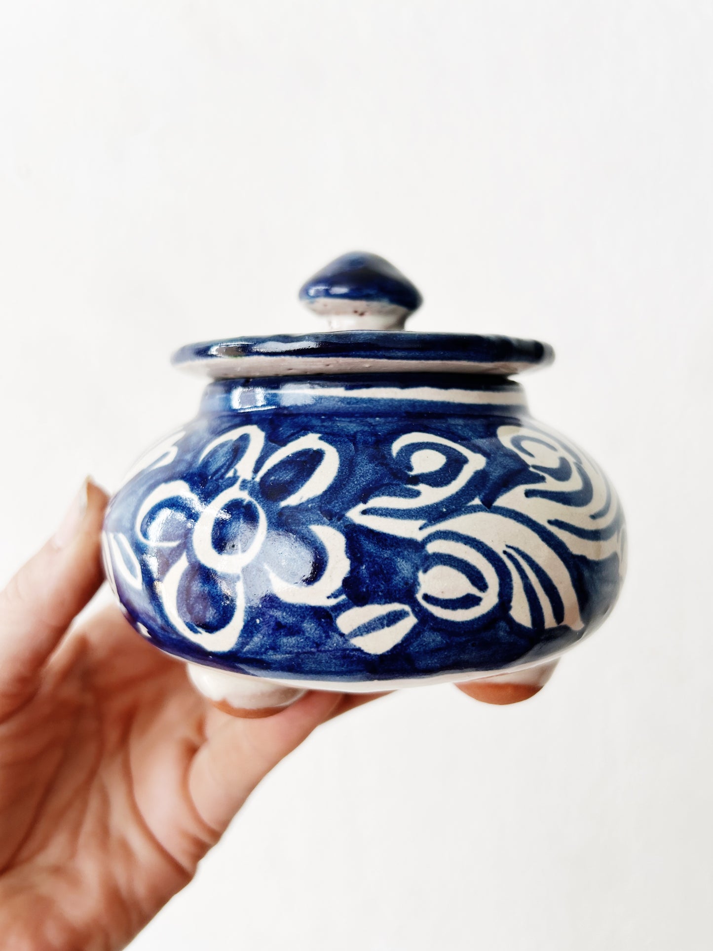 Vintage Mexican Clay Lidded Dish