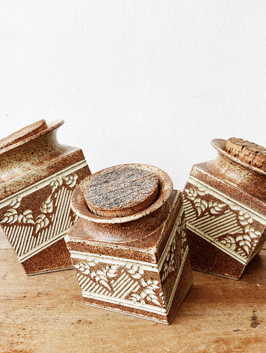 Vintage Deborah Vestweber Earth Studio Art Pottery Canisters