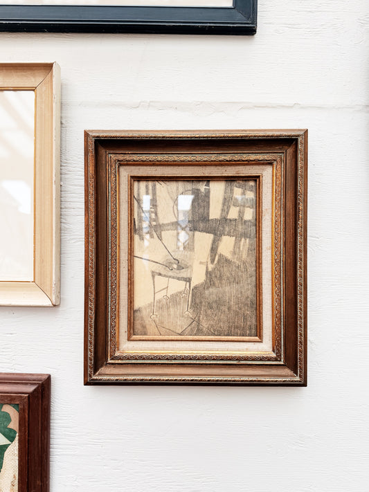 Original Vintage Surrealist Drawing