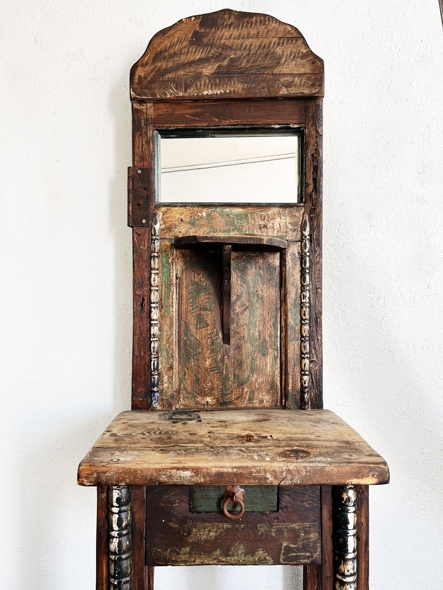 Antique Handmade Wood Folk Shelf/ Entry Stand Mexico