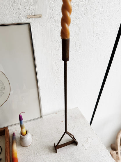 Tall Copper and Iron Candlestick