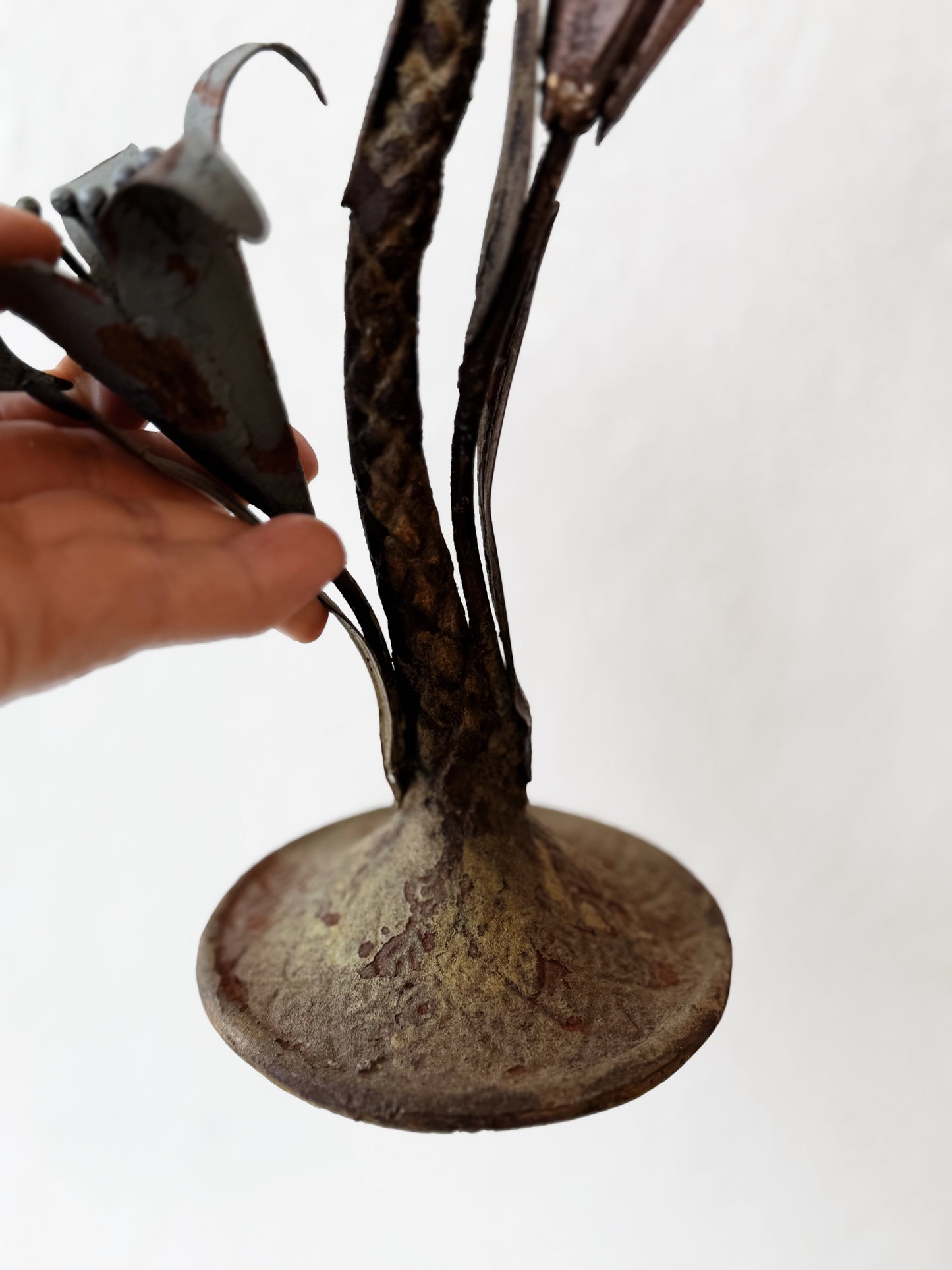 Antique Italian Tole Painted Candlestick