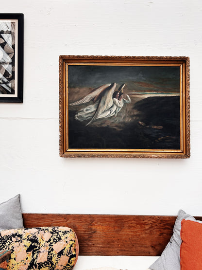 Antique Guardian Angel Painting