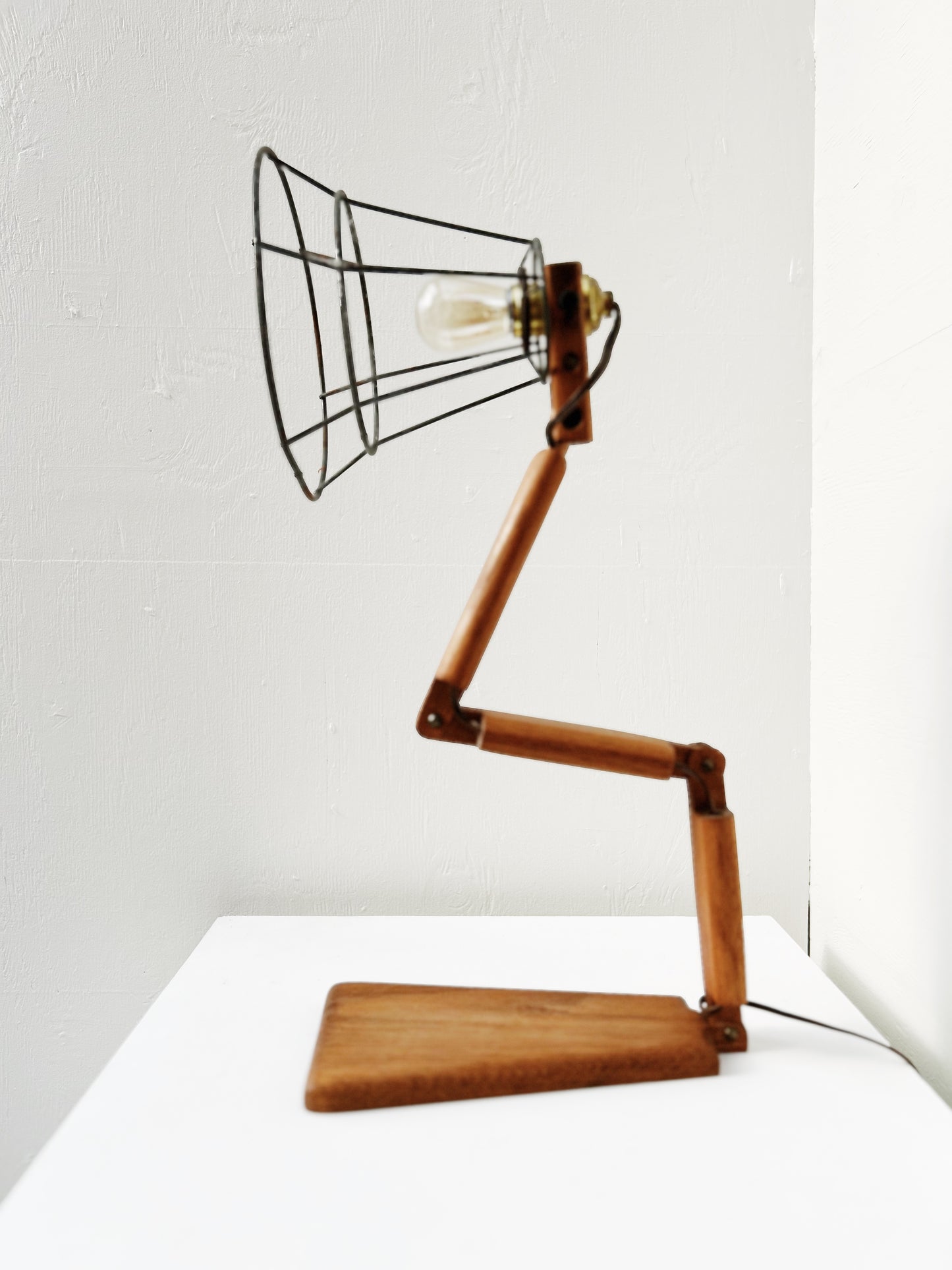 Handmade Articulating Wood Lamp