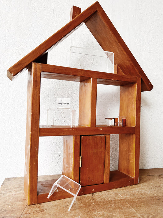 Vintage Handmade Wall House with Vintage Lucite Doll House Furniture