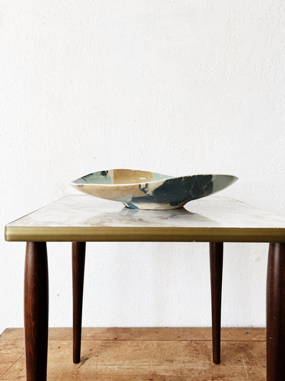 Handmade Marbled Ceramic Shallow Bowl