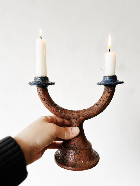 Handmade Stoneware Candelabra