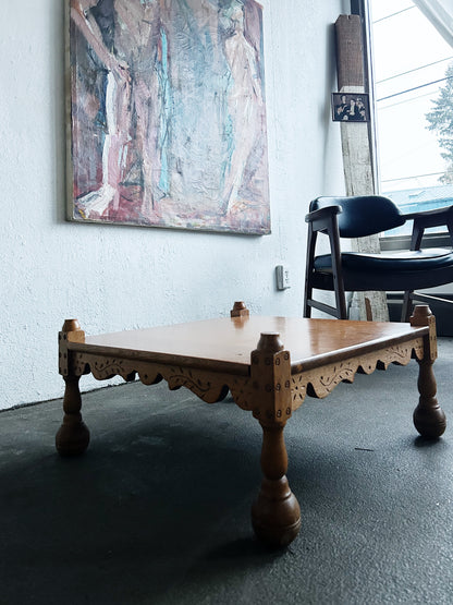 Low Antique Carved Wood Table