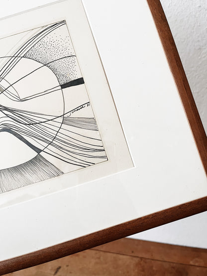 Vintage Pen and Ink Abstract Drawing