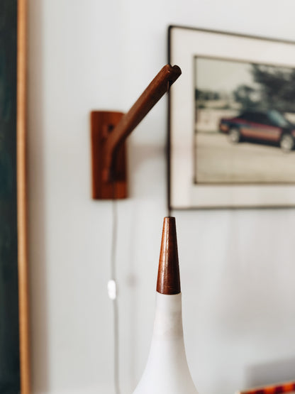 Danish Teak Teardrop Wall Lamp