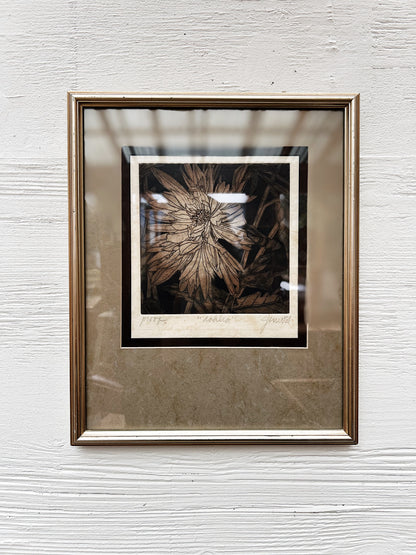 Vintage Dahlia Etching