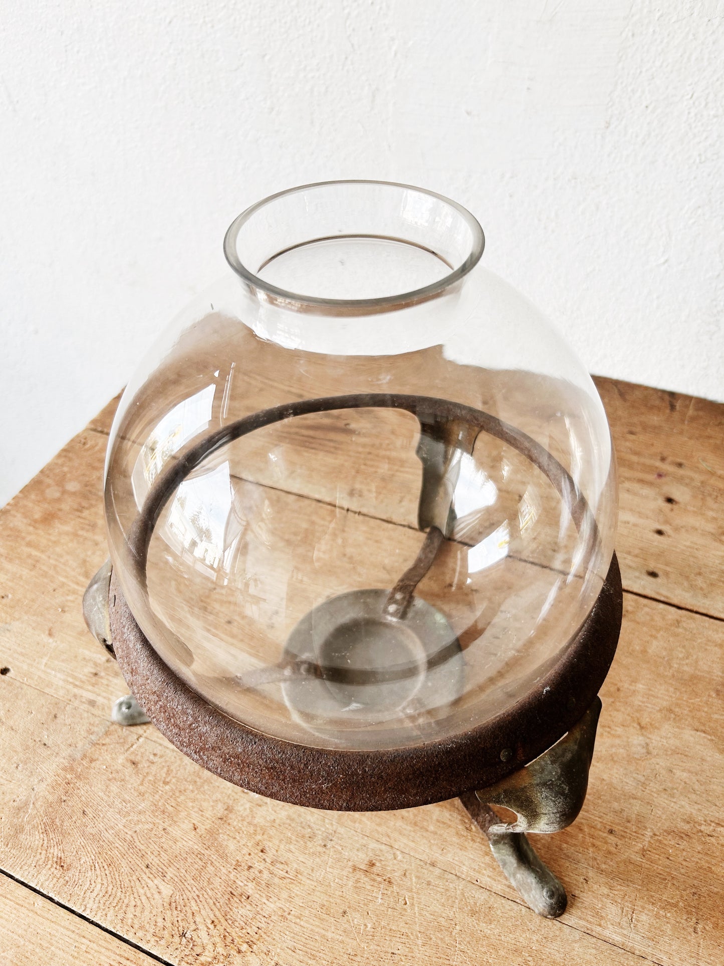 Antique Blown Glass Globe and Stand