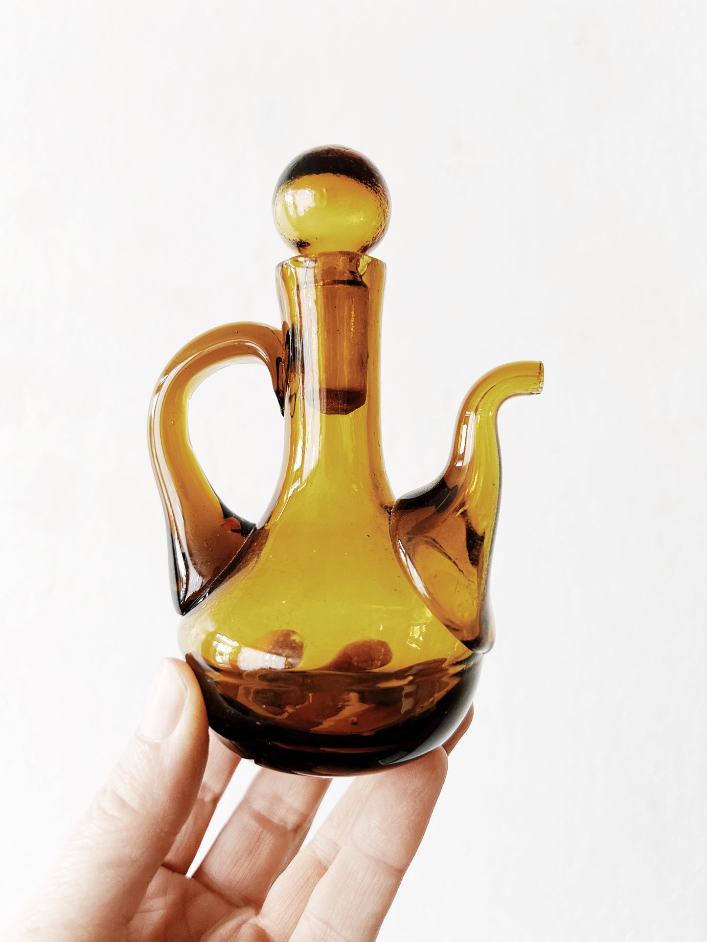 Vintage Amber Blown Glass Cruet