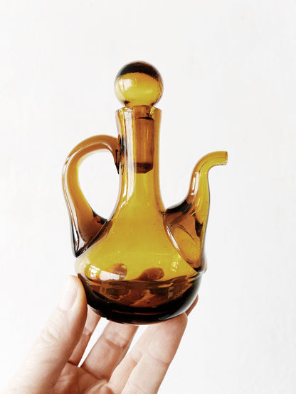 Vintage Amber Blown Glass Cruet