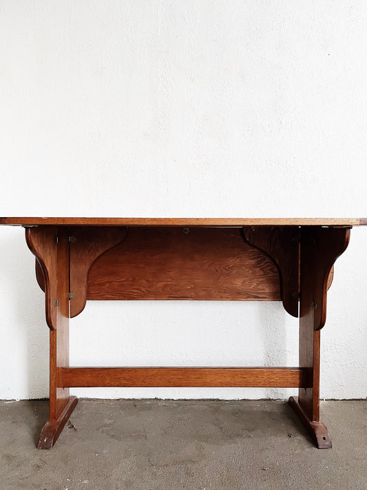 Antique Trestle Drop Leaf Table