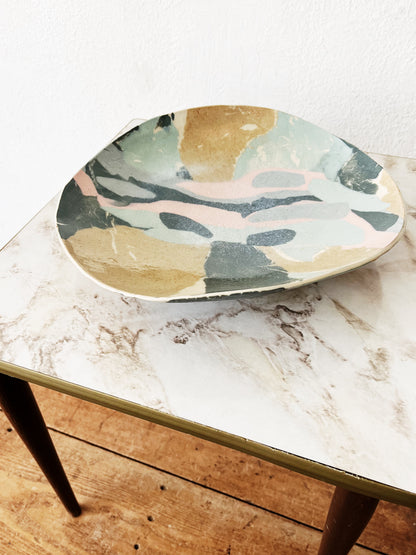 Handmade Marbled Ceramic Shallow Bowl
