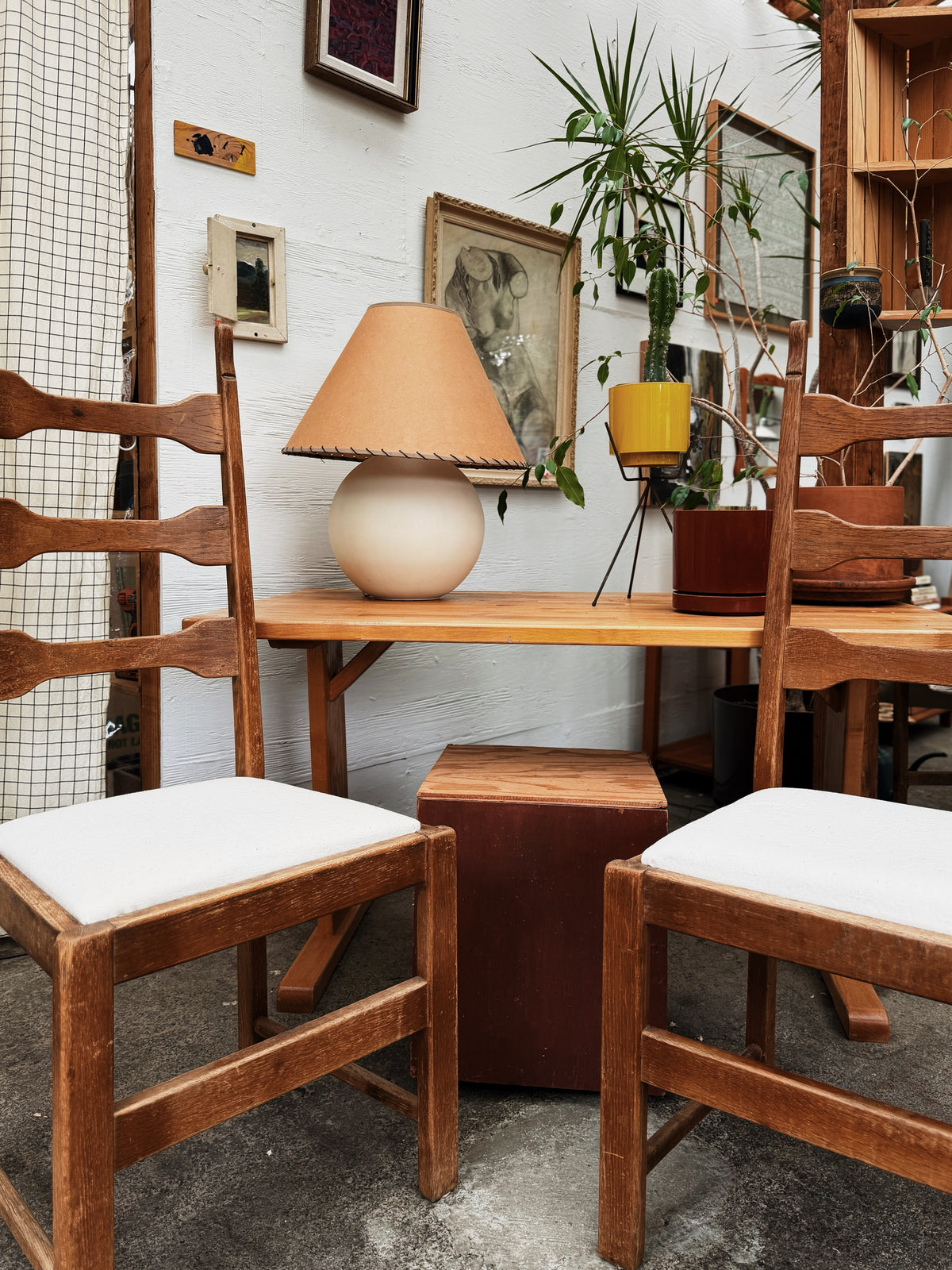 Pair Vintage Danish Ladderback Chairs