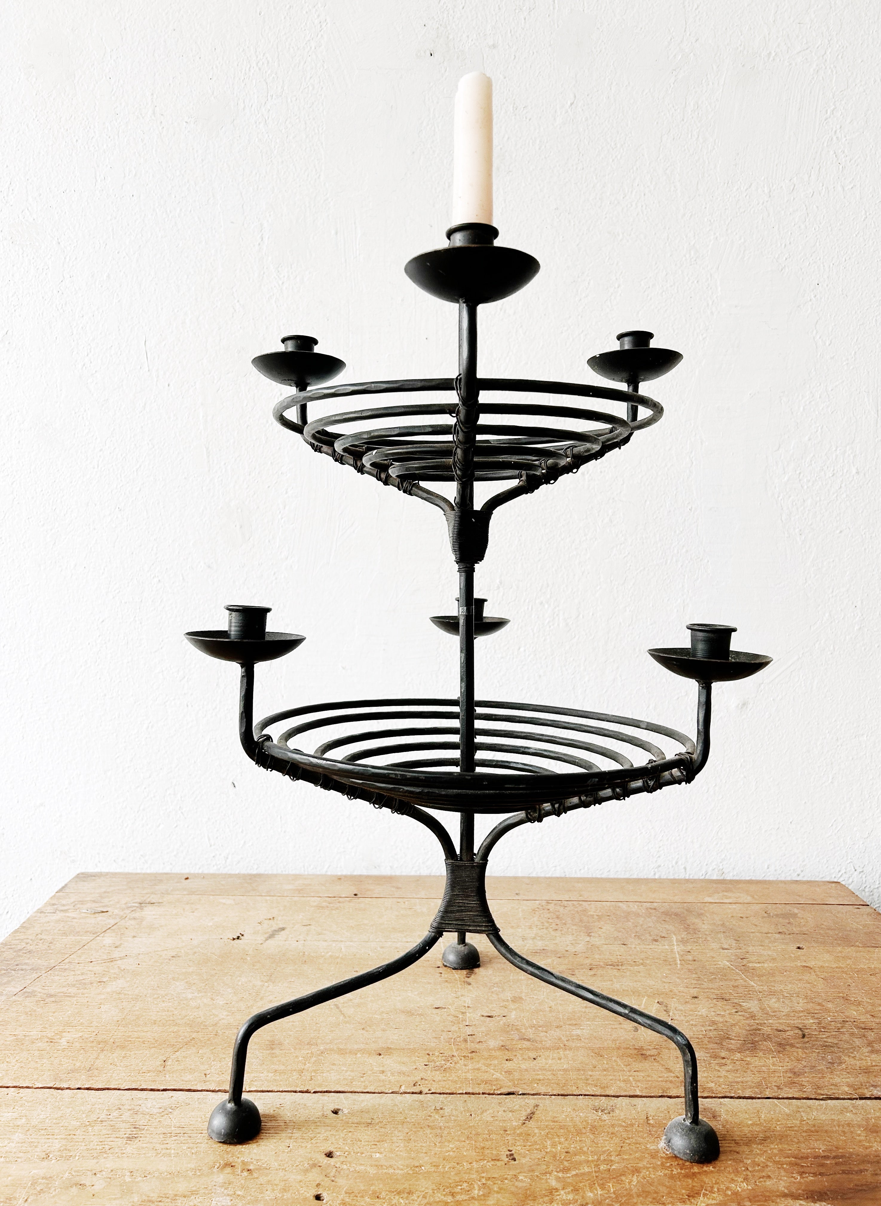 Large Vintage Iron Candelabra - Thumbnail 2
