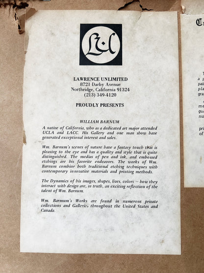 Rare Vintage William Barnum Signed Etching ‘Plum Tree’