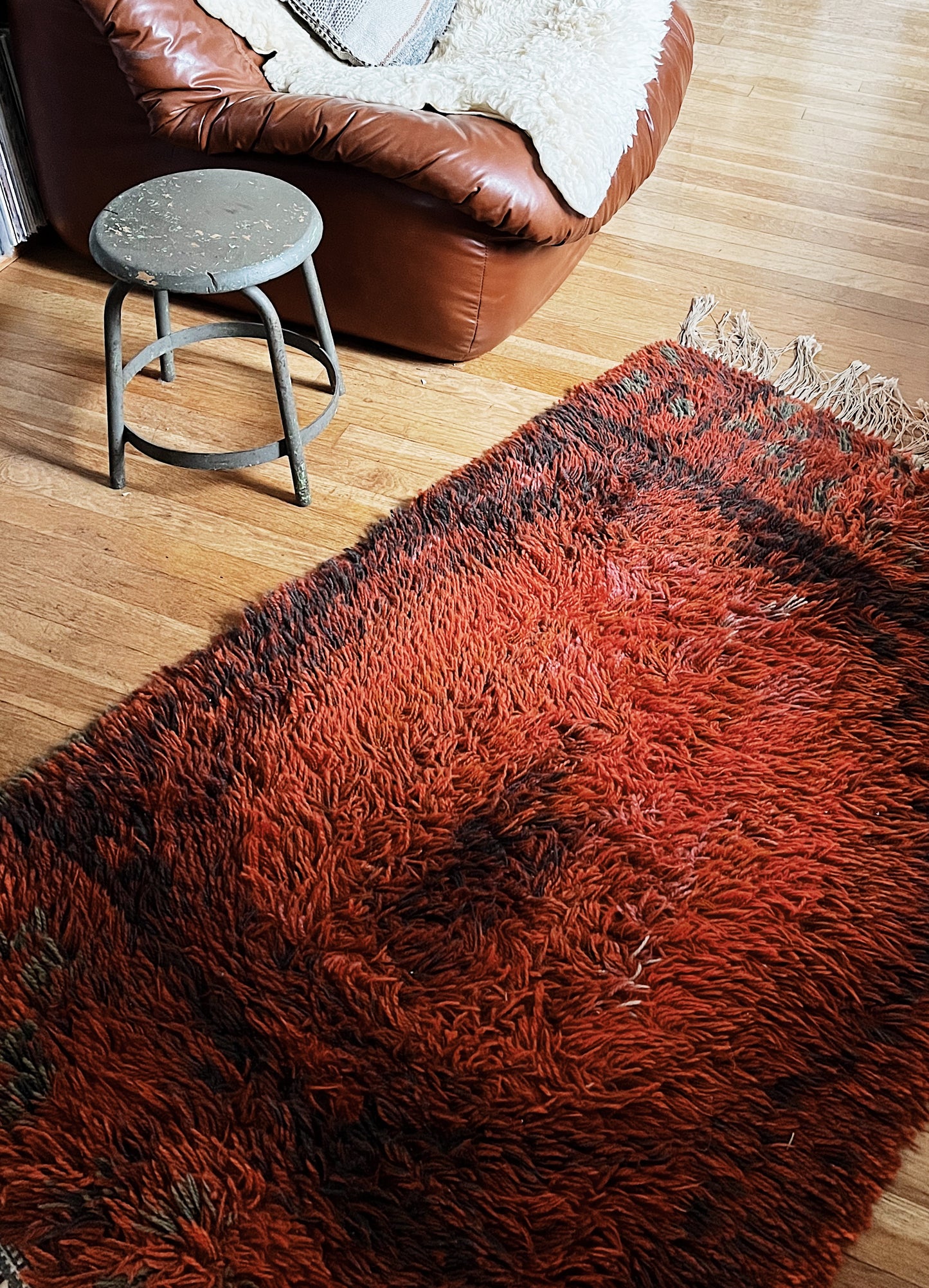 Vintage Rya Style Wool Shag Rug