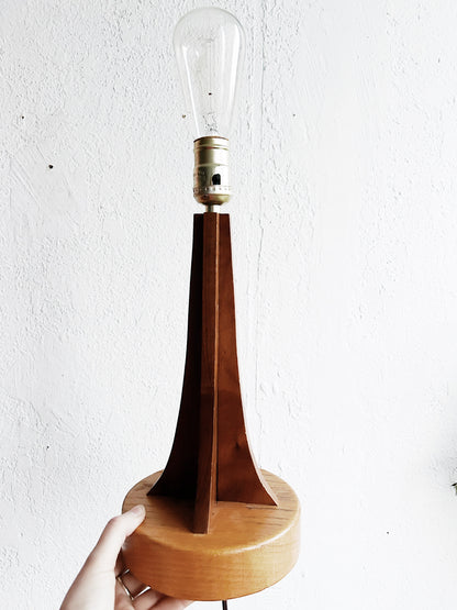 Vintage Handmade Wood Lamp with Shade