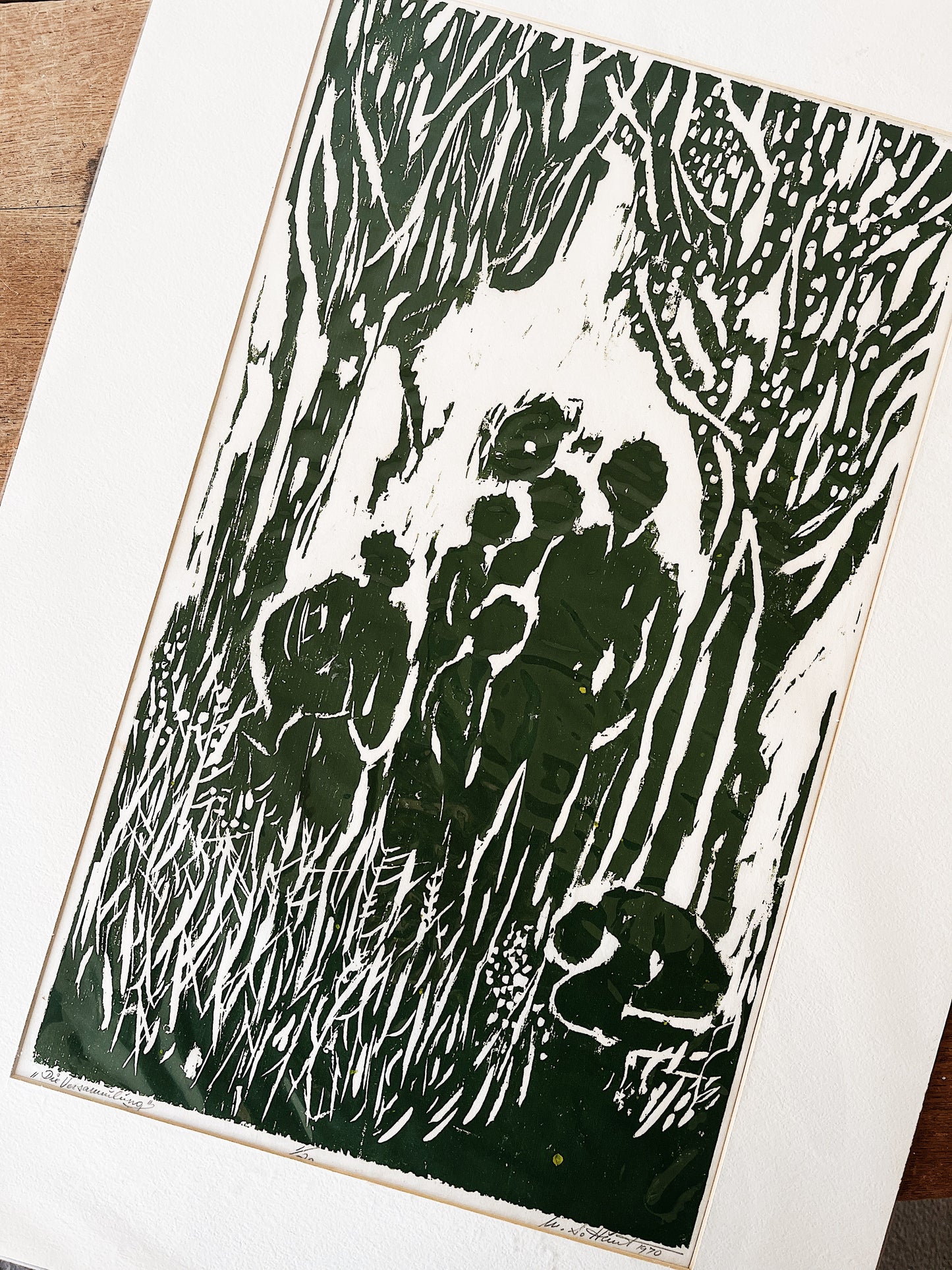 ‘The Gathering’ Vintage Original Woodblock Print