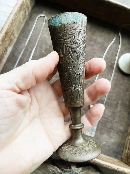 Antique Brass Bud Vase