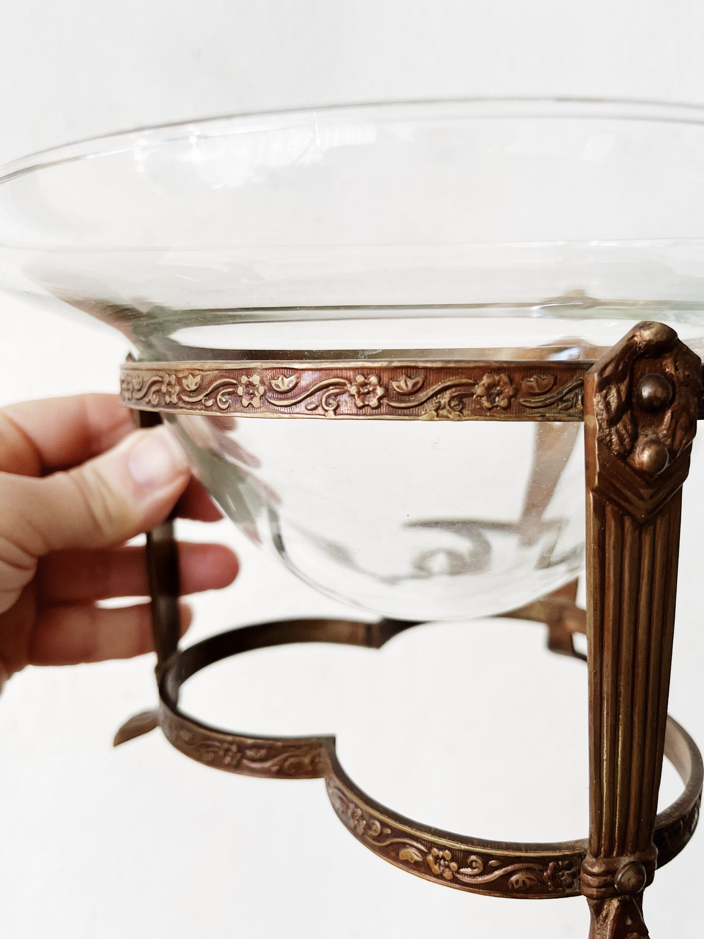 Antique Blown Glass Bowl with Stand
