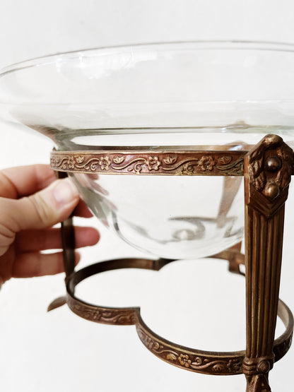 Antique Blown Glass Bowl with Stand