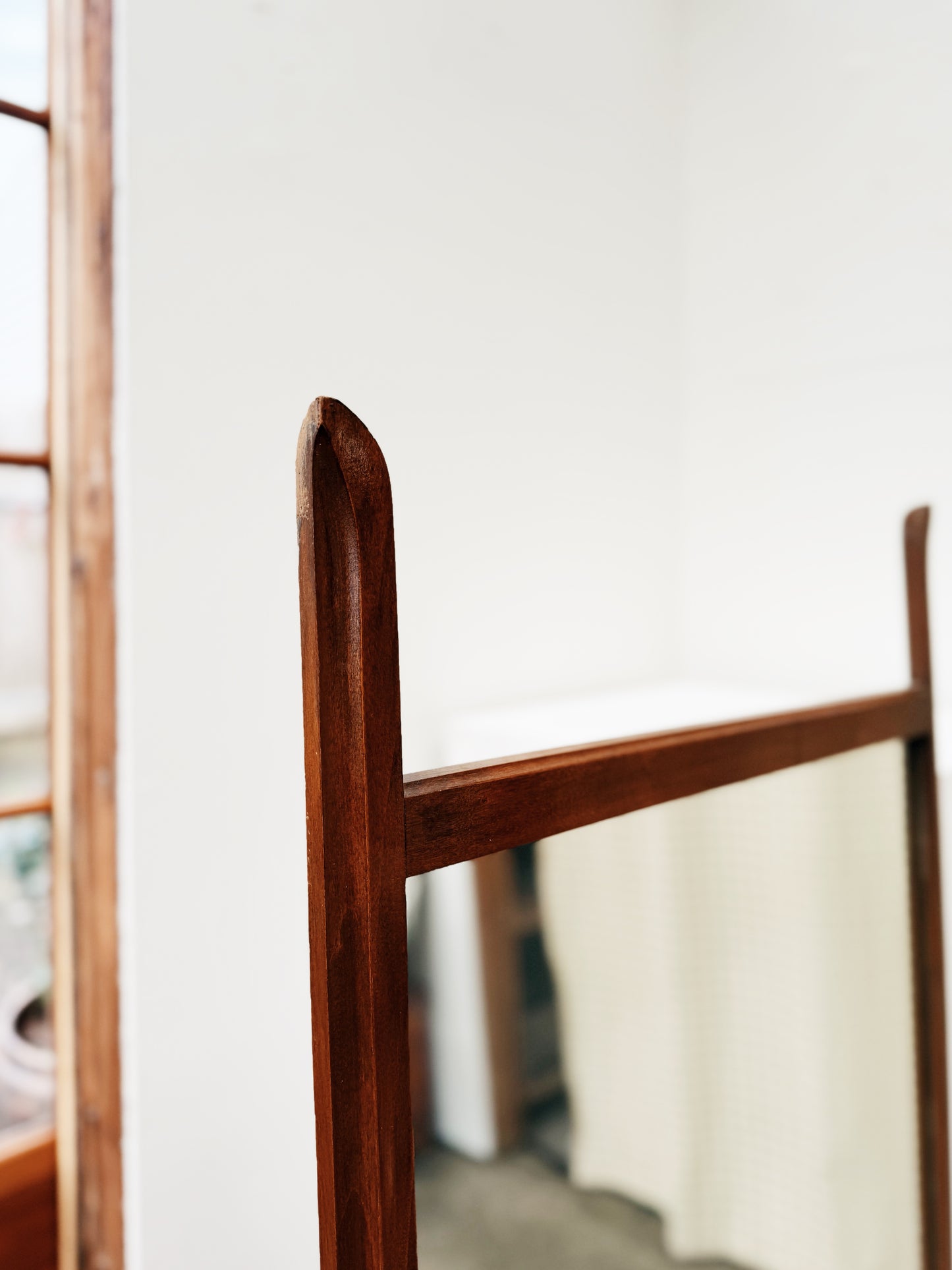 Large Vintage Mid Century Teak Mirror