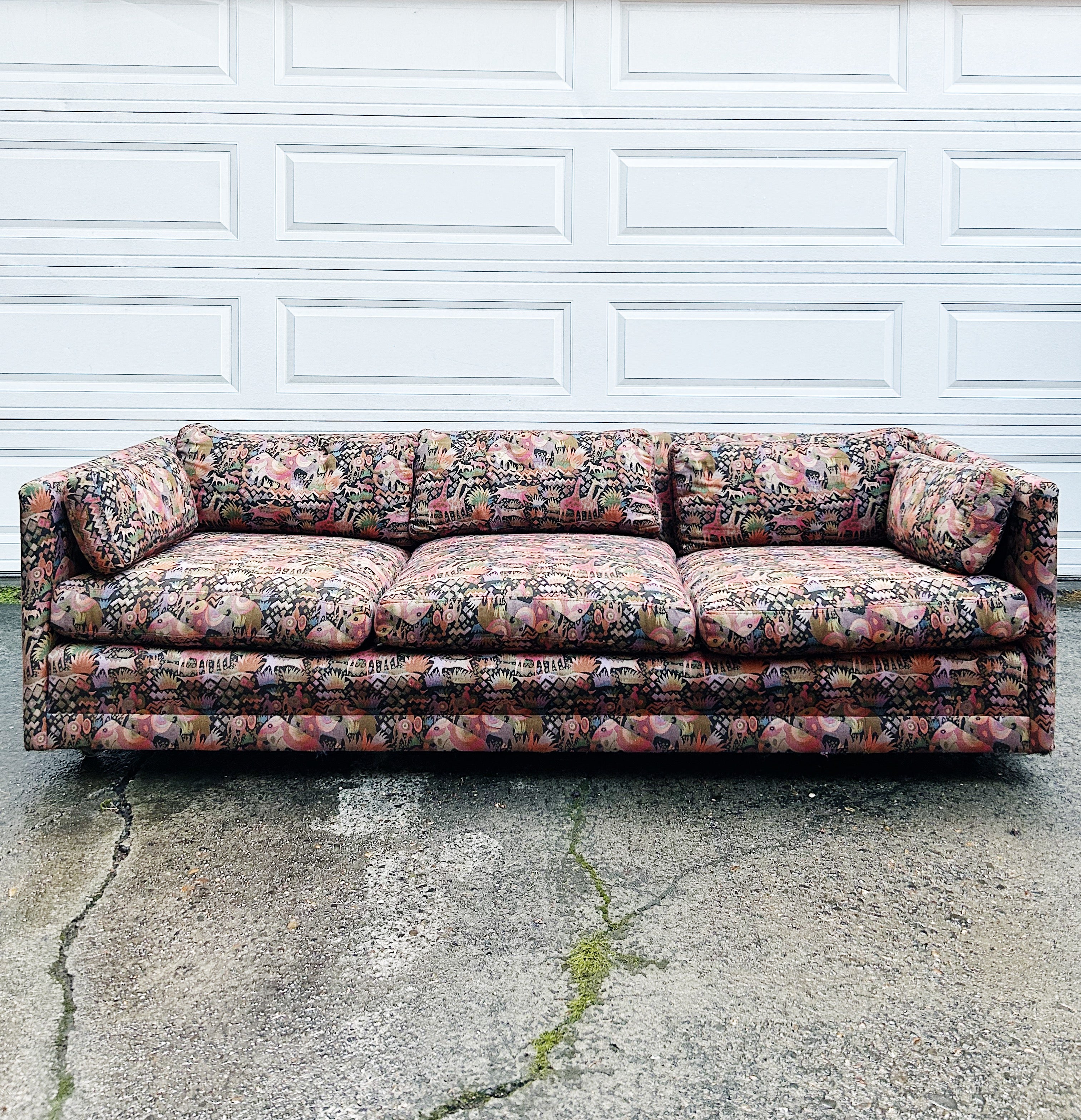 Vintage Custom Tapestry Couch on Wheels - Thumbnail 4