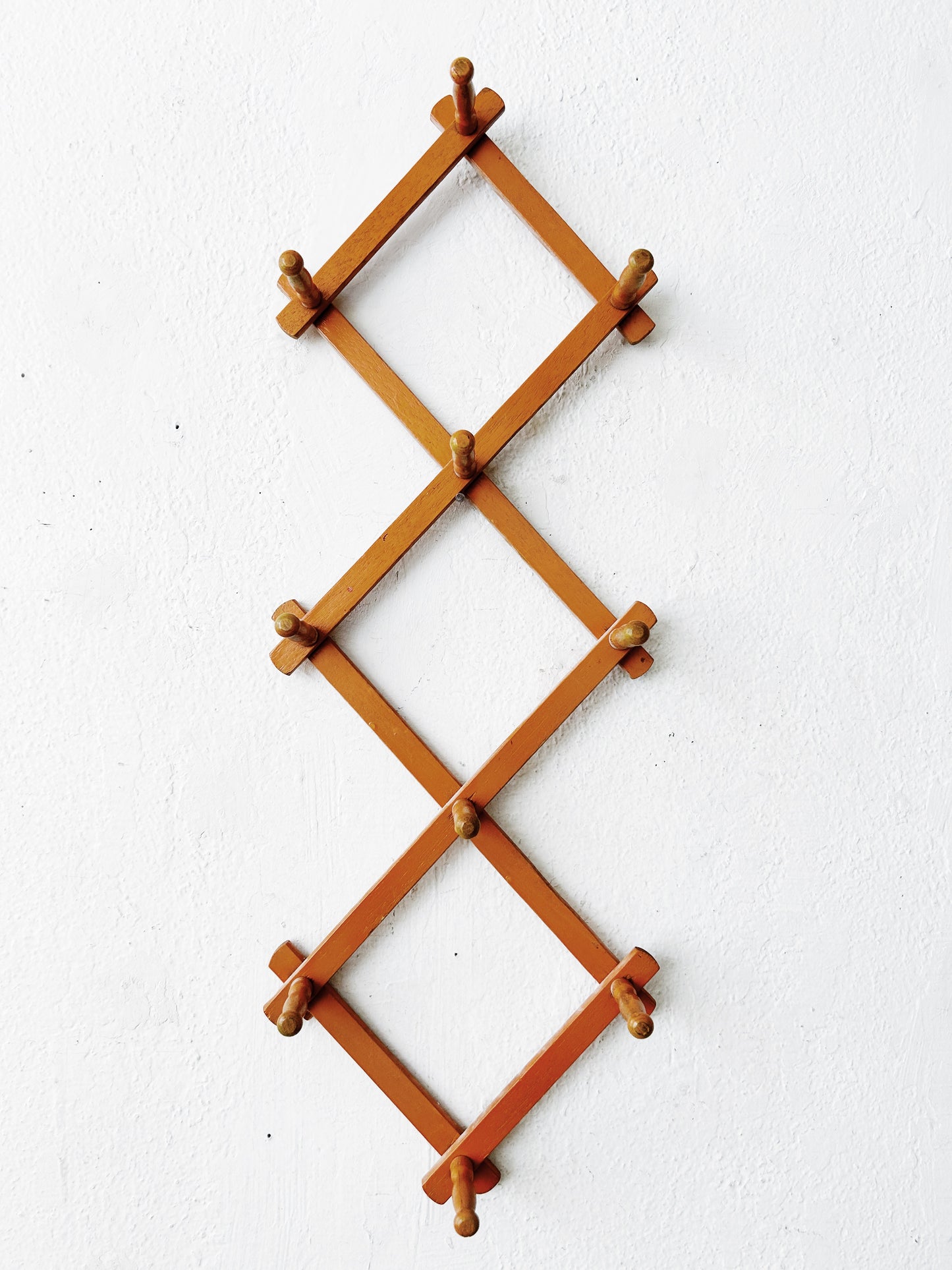 Vintage Accordion Wood Peg Rack