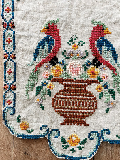 Vintage Crewel Needlework Tapestry Wall Hanging