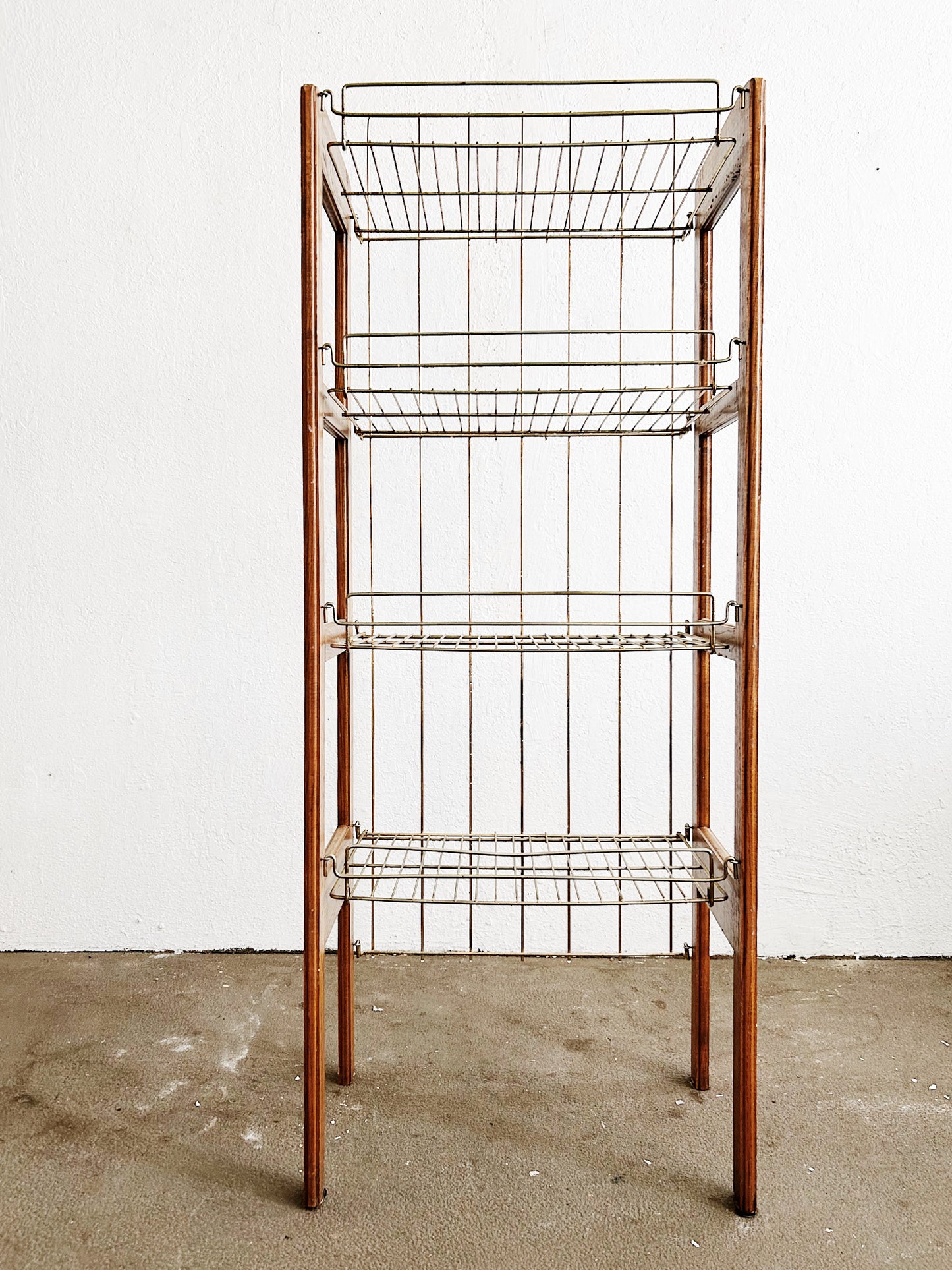 Folding Wood and Brass Shelf