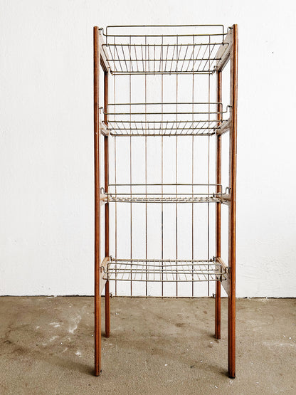 Folding Wood and Brass Shelf