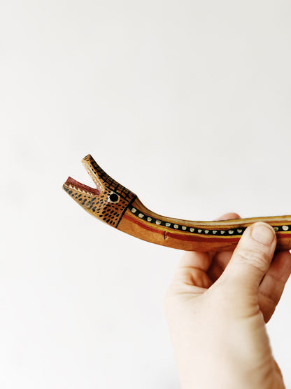 Handcarved Folk Art Wooden Snake